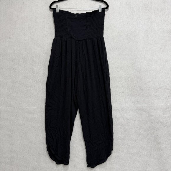 prAna Jumpsuit Womens Large Black Tencel Modal Smocked Strapless 1973221 - Picture 7 of 11